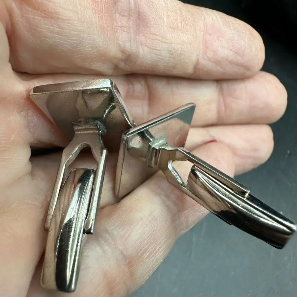 Pioneer Silver Cufflinks Pearl Tuxedo Studs Rectangle Formal Wedding Vintage